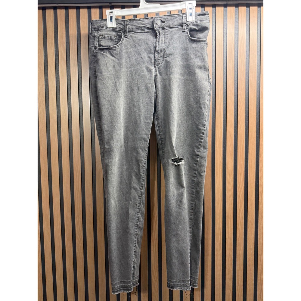 Old Navy Rockstar Mid-Rise Gray Distressed Skinny Jeans Womens 12 Regular